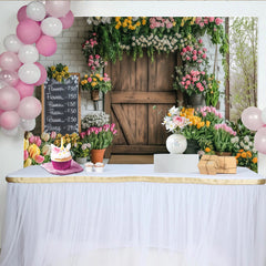Lofaris Toile de fond de fleuriste rustique avec fleurs colorées, arrière-plan de printemps pour studio photo et séance photo
