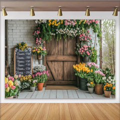 Lofaris Toile de fond de fleuriste rustique avec fleurs colorées, arrière-plan de printemps pour studio photo et séance photo