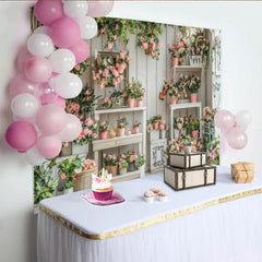 Lofaris Toile de fond de photographie jardin fleuri roses et bois blanc, magnifique arrière-plan rustique pour studio photo et événements