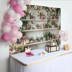 Lofaris Toile de fond de photographie jardin printanier avec roses roses et papillons, magnifique décor floral pour studio photo
