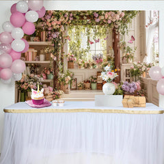 Lofaris Toile de fond de photographie florale pastel avec papillons et verdure luxuriante, magnifique arrière-plan de jardin romantique