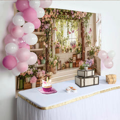 Lofaris Toile de fond de photographie florale pastel avec papillons et verdure luxuriante, magnifique arrière-plan de jardin romantique