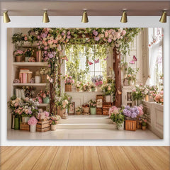 Lofaris Toile de fond de photographie florale pastel avec papillons et verdure luxuriante, magnifique arrière-plan de jardin romantique