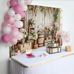 Lofaris Toile de fond de photographie florale et rustique, arrière-plan élégant pour studio photo avec roses et lierre