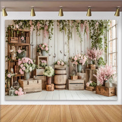 Lofaris Toile de fond de photographie florale et rustique, arrière-plan élégant pour studio photo avec roses et lierre