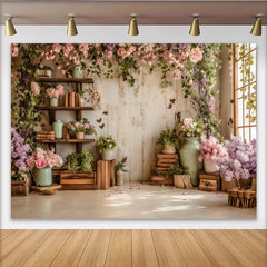 Lofaris Toile de fond de photographie florale rustique avec roses et verdure, magnifique arrière-plan printanier pour studio photo