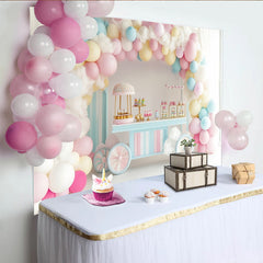 Lofaris Toile de fond pour anniversaire douceurs pastel avec ballons et nuages, magnifique décor de fête pour enfants et séance photo