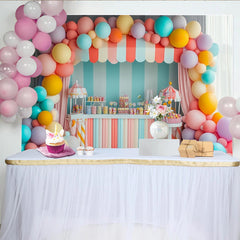 Lofaris Toile de fond pour anniversaire bonbons et ballons pastel, magnifique décor de fête foraine pour studio photo