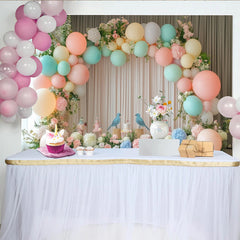 Lofaris Toile de fond pour baby shower oiseaux et fleurs pastel avec ballons, magnifique décor de fête pour célébration de nouveau-né