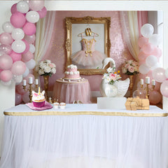 Lofaris Toile de fond pour anniversaire ballerine rose et or avec cygne et tutu, magnifique décor de princesse pour séance photo de fête