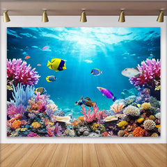 Lofaris Toile de fond de photographie sous-marine avec poissons et coraux, magnifique arrière-plan océanique pour studio photo