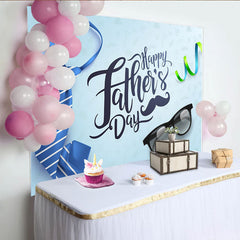 Lofaris Toile de fond Fête des Pères avec cravate bleue et lunettes, élégant décor pour célébration et studio photo