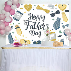 Lofaris Toile de fond pour la Fête des Pères avec cravates et lunettes de soleil, décor de célébration familiale et studio photo
