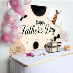 Lofaris Toile de fond Fête des Pères élégante avec cravate chapeau et moustache, arrière-plan de studio photo pour papa
