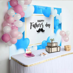 Lofaris Toile de fond bleue pour la Fête des Pères avec cœurs et moustache, magnifique arrière-plan pour célébration familiale et studio photo