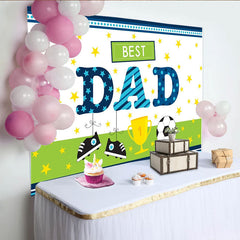 Lofaris Toile de fond pour la Fête des Pères Best Dad avec ballon de football et trophée, magnifique arrière-plan pour célébration sportive