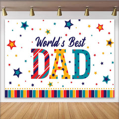Lofaris Toile de fond joyeuse pour la Fête des Pères, message Meilleur Papa du Monde et étoiles colorées pour studio photo