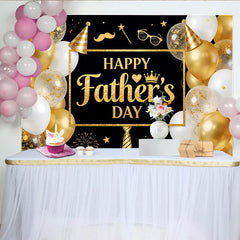 Lofaris Toile de fond noire et or pour la Fête des Pères avec ballons et paillettes, élégant décor de célébration pour studio photo