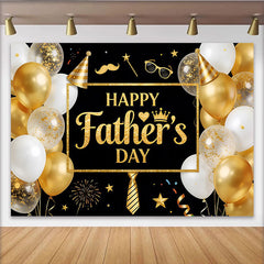 Lofaris Toile de fond noire et or pour la Fête des Pères avec ballons et paillettes, élégant décor de célébration pour studio photo