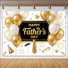 Lofaris Toile de fond élégante pour la Fête des Pères avec ballons or et blancs, décor festif pour studio photo et célébration familiale