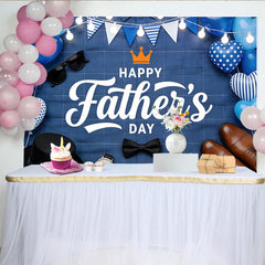 Lofaris Toile de fond Fête des Pères bleue avec ballons et accessoires, décor élégant pour studio photo et célébration