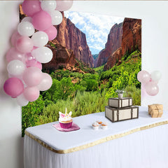 Lofaris Toile de fond de photographie paysage naturel avec canyons rocheux et verdure luxuriante, arrière-plan pour studio photo et portrait