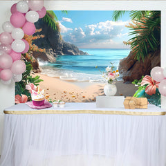Lofaris Toile de fond de photographie plage tropicale avec palmiers, magnifique arrière-plan de vacances pour studio photo