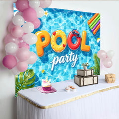 Lofaris Toile de fond de photographie piscine, lettres gonflables POOL et ambiance estivale pour studio photo