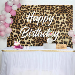 Lofaris Toile de fond joyeux anniversaire avec motif imprimé léopard, élégant décor de fête pour studio photo et célébration d'événement