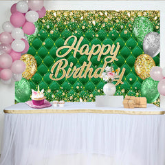 Lofaris Toile de fond anniversaire verte et or avec ballons et paillettes, magnifique décor de fête pour studio photo