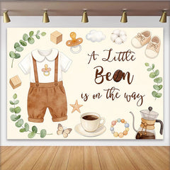 Lofaris Toile de fond baby shower petit grain de café aquarelle douce, arrière-plan charmant pour décoration de fête prénatale