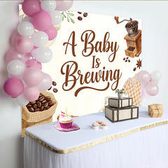 Lofaris Toile de fond pour baby shower un bébé est en route avec café et biberon, décor aquarelle pour annonce de grossesse et séance photo