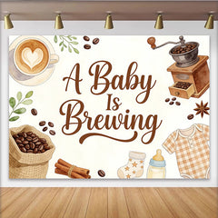 Lofaris Toile de fond pour baby shower un bébé est en route avec café et biberon, décor aquarelle pour annonce de grossesse et séance photo