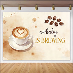 Lofaris Toile de fond pour baby shower thème café avec tasse et grains, arrière-plan aquarelle pour annonce de grossesse