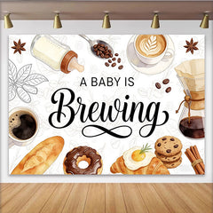 Lofaris Toile de fond pour baby shower café et petit-déjeuner avec biberon et tasses, élégant arrière-plan pour fête prénatale et photographie