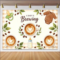 Lofaris Toile de fond pour baby shower café avec tasses et cœurs latte, adorable arrière-plan pour révélation de genre et décoration de fête