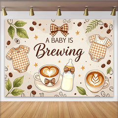 Lofaris Toile de fond baby shower thème café avec biberon et body, élégant arrière-plan pour fête prénatale et séance photo
