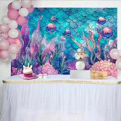 Lofaris Toile de fond de photographie sirène aux couleurs vives et paillettes, magnifique arrière-plan sous-marin pour studio photo ou fête