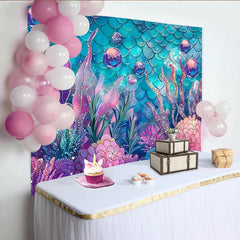 Lofaris Toile de fond de photographie sirène aux couleurs vives et paillettes, magnifique arrière-plan sous-marin pour studio photo ou fête