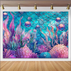 Lofaris Toile de fond de photographie sirène aux couleurs vives et paillettes, magnifique arrière-plan sous-marin pour studio photo ou fête