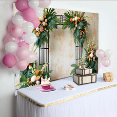 Lofaris Toile de fond de photographie arche florale tropicale pour mariage, élégant décor naturel avec feuillage et fleurs pour événement