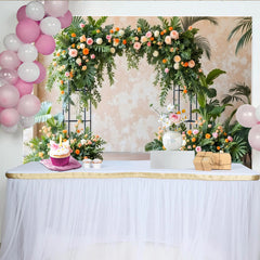 Lofaris Toile de fond florale pour mariage avec roses et feuillage vert, élégant décor de cérémonie pour événement et photographie