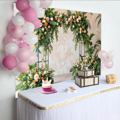 Lofaris Toile de fond florale pour mariage avec roses et feuillage vert, élégant décor de cérémonie pour événement et photographie