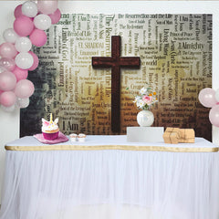 Lofaris Toile de fond de photographie chrétienne avec croix et noms bibliques, décor spirituel pour studio photo et célébrations