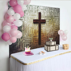 Lofaris Toile de fond de photographie chrétienne avec croix et noms bibliques, décor spirituel pour studio photo et célébrations