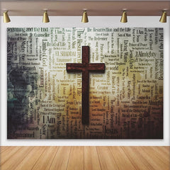 Lofaris Toile de fond de photographie chrétienne avec croix et noms bibliques, décor spirituel pour studio photo et célébrations