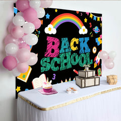 Lofaris Toile de fond colorée pour la rentrée scolaire avec bus et livres, joyeux décor de fête pour enfants et studio photo
