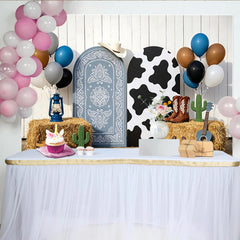 Lofaris Toile de fond de photographie western avec motif vache et bandana, décor de studio pour séance photo thème cowboy