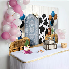 Lofaris Toile de fond de photographie western avec motif vache et bandana, décor de studio pour séance photo thème cowboy