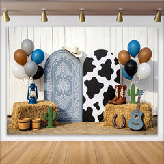 Lofaris Toile de fond de photographie western avec motif vache et bandana, décor de studio pour séance photo thème cowboy